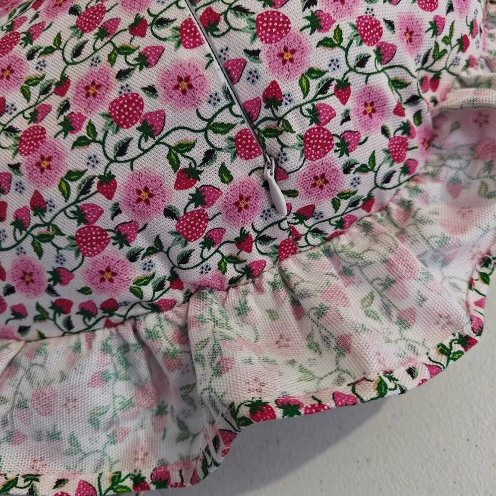 NEW Cath Kidston Strawberry Heart Pillow Ruffle Cotton Cover Toss Throw NWT Pink